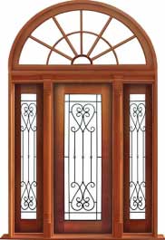 iron grille: double door +  two sidelights