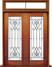 iron grille: double door +  two sidelights